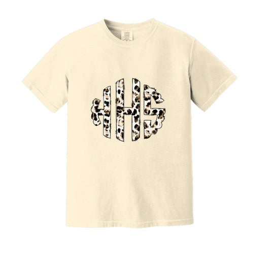 Adult Leopard Initial Tee