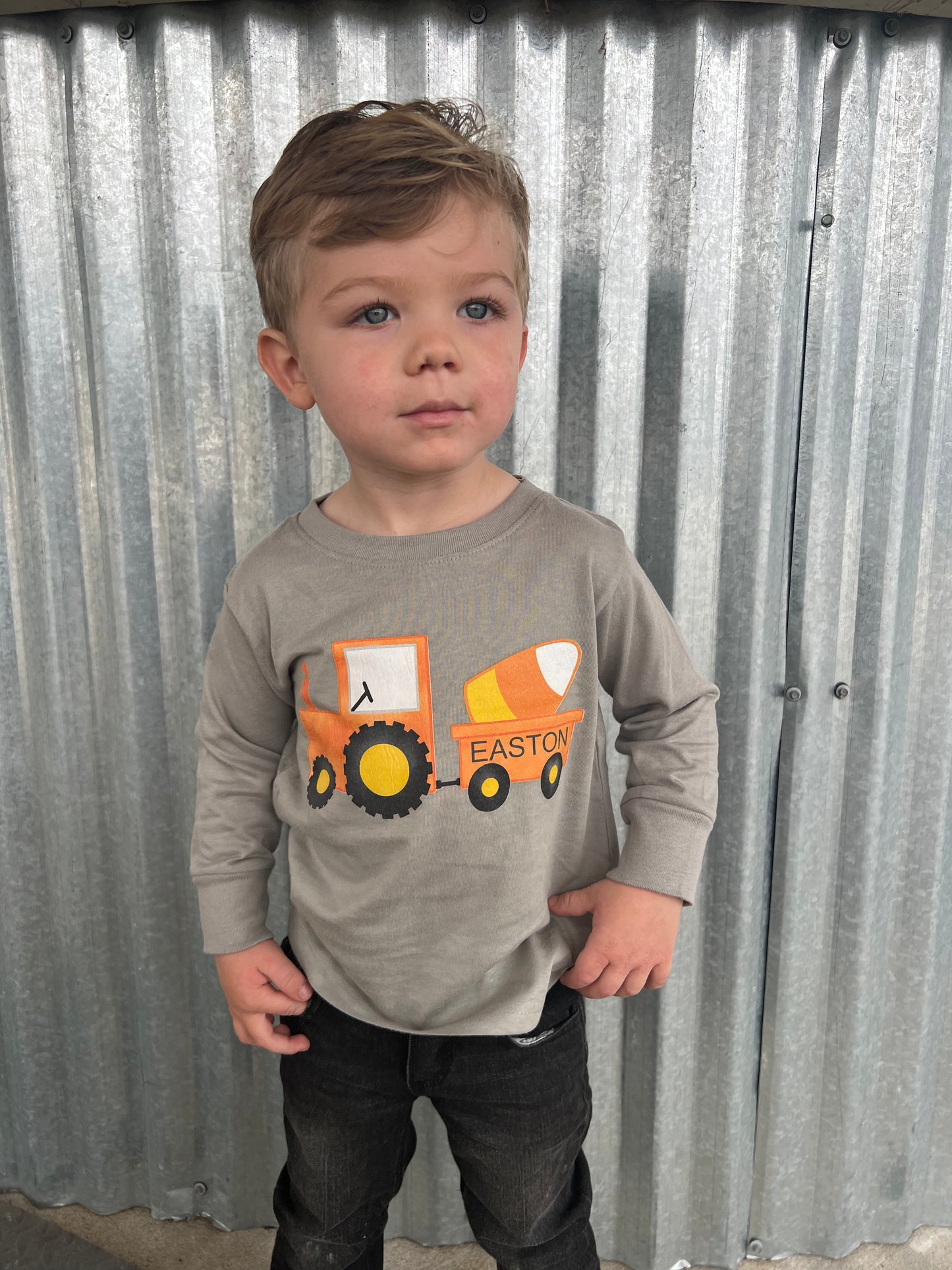 Candy Corn Tractor Long Sleeve Tee