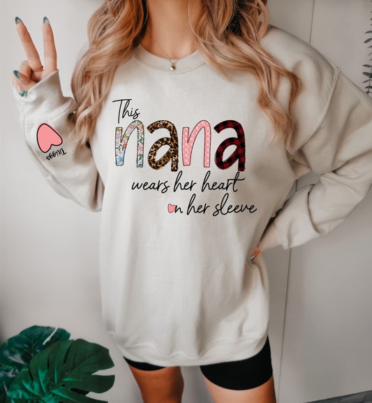 This Nana Wears Her Heart Sweatshirt