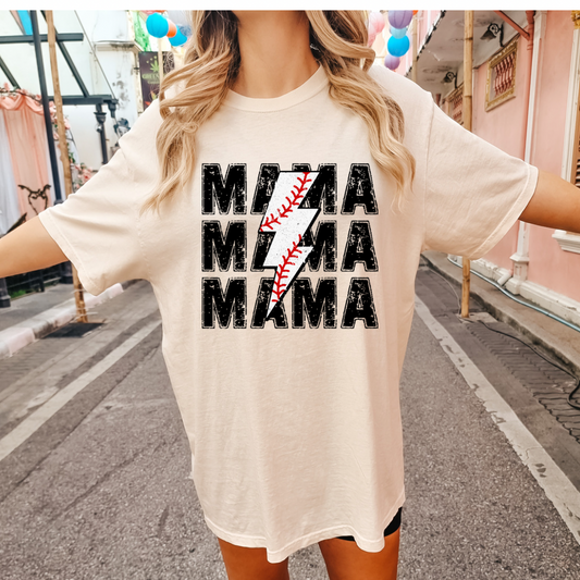 Baseball Lightening Mama Tee