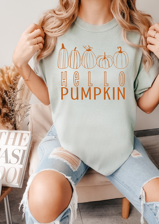 Adult Hello Pumpkin Short Sleeve Tee