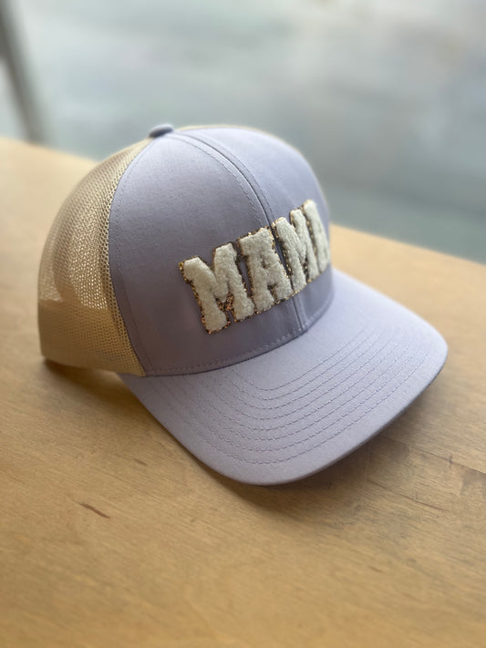 Mama Chenille Patch Lavender Hat