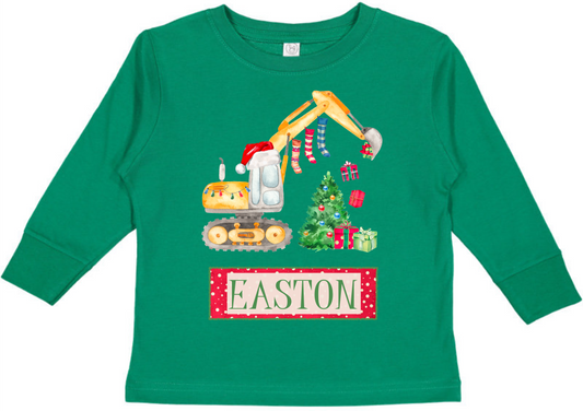 Christmas Excavator Long Sleeve Tee